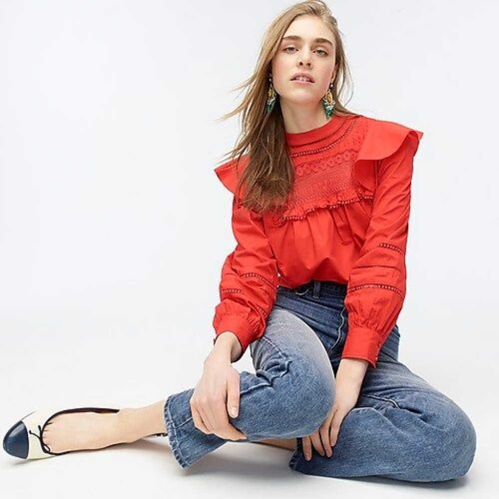 J. Crew Crochet Ruffle Top